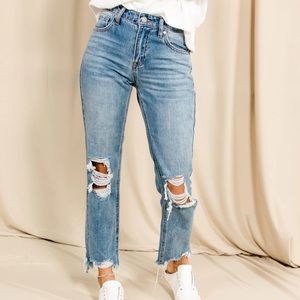 Shop Stevie High Rise Chicago Distressed Straight Leg Jeans